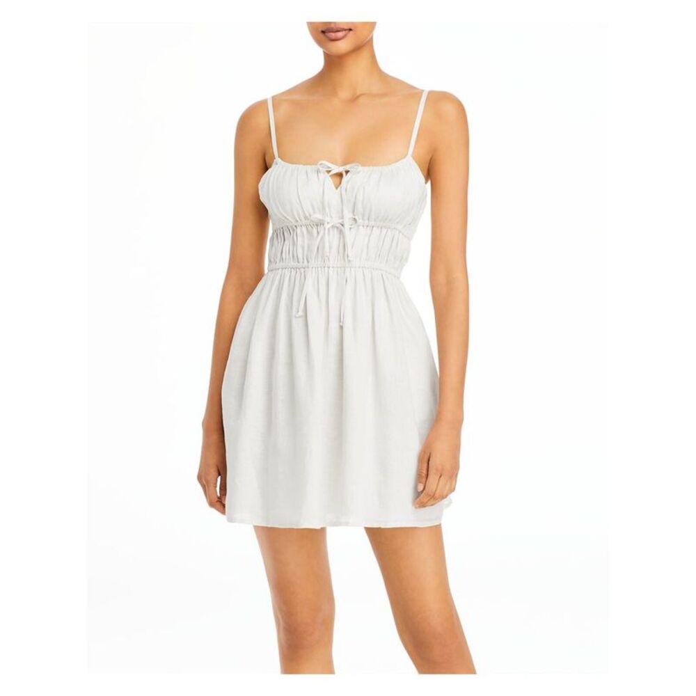 FAITHTHE BRAND Womens Ivory Tie Elastic Waist And Bodice Mini Dress 8